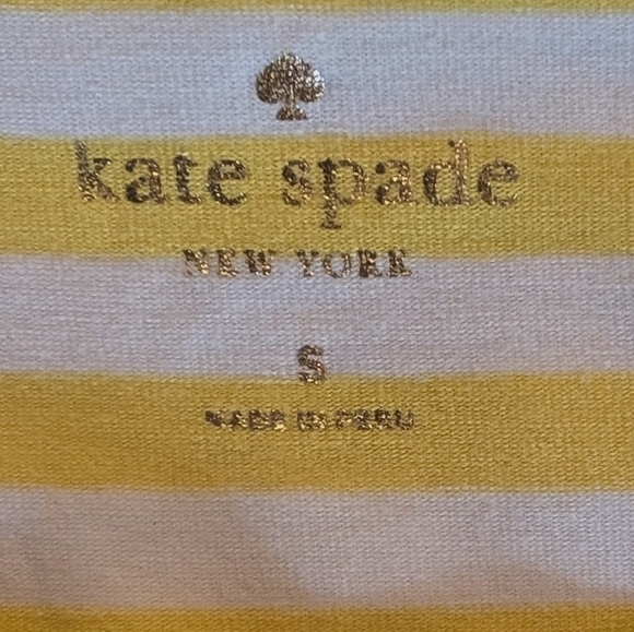 Kate Spade Women's Devon 3/4 Sleeve bow tie Striped Top Yellow White cotton Sz S - Picture 5 of 9